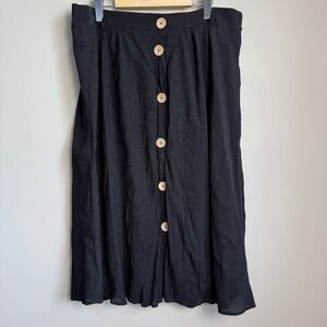 Ricki's‎ Women's Crinkled Button Midi Skirt Black Large Whimsigoth Office Chic